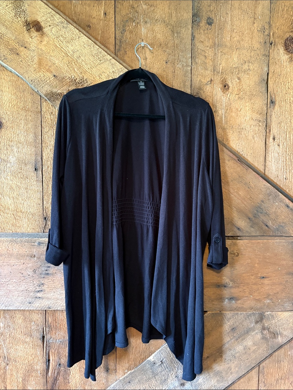 Style & Co. Black Open-Front Draped Cardigan